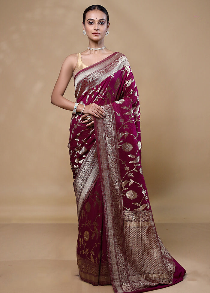 Maroon Georgette Saree With Blouse Piece Discount Pices