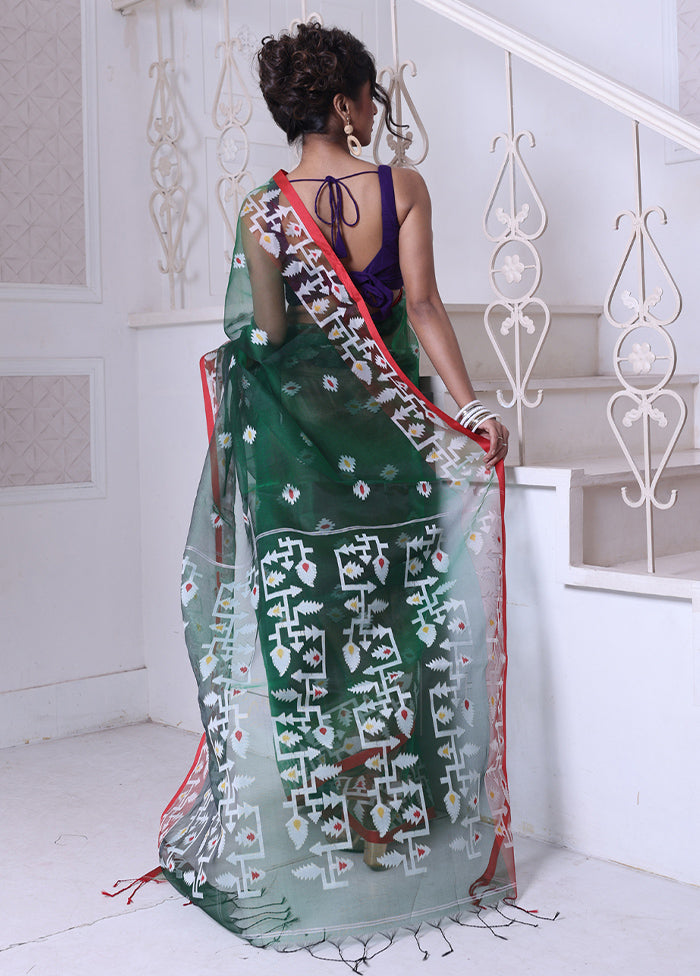 Green Spun Silk Saree With Blouse Piece Discount Manchester