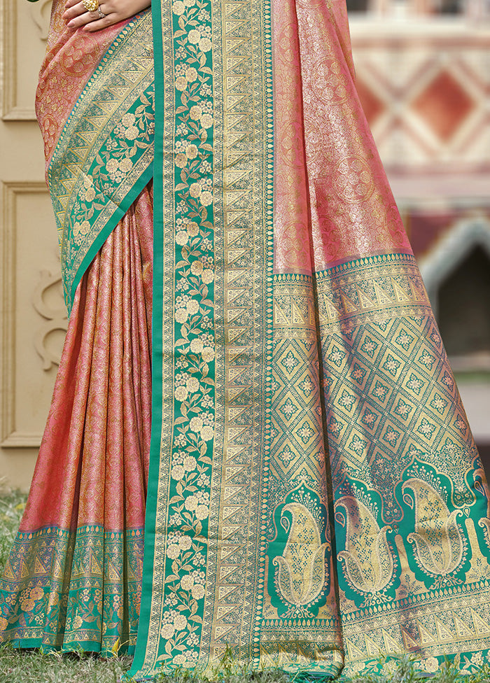 Peach Spun Silk Saree With Blouse Piece Sale Exclusive