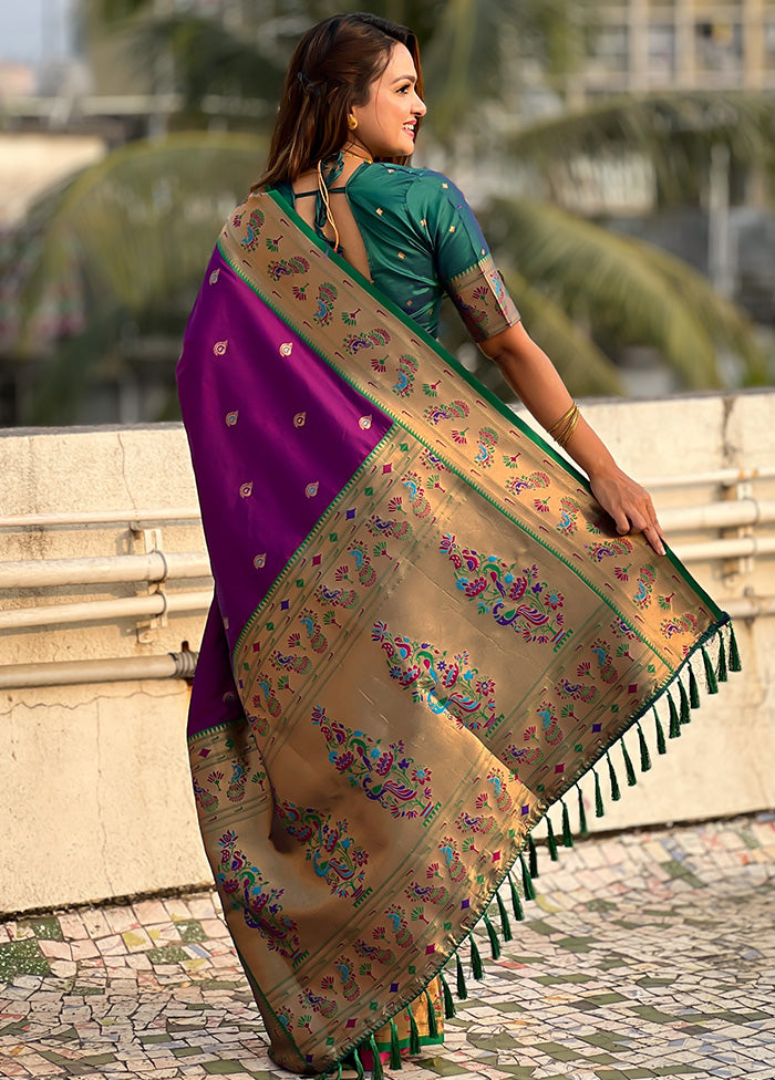 Purple Spun Silk Saree With Blouse Piece Cheap Pice From China