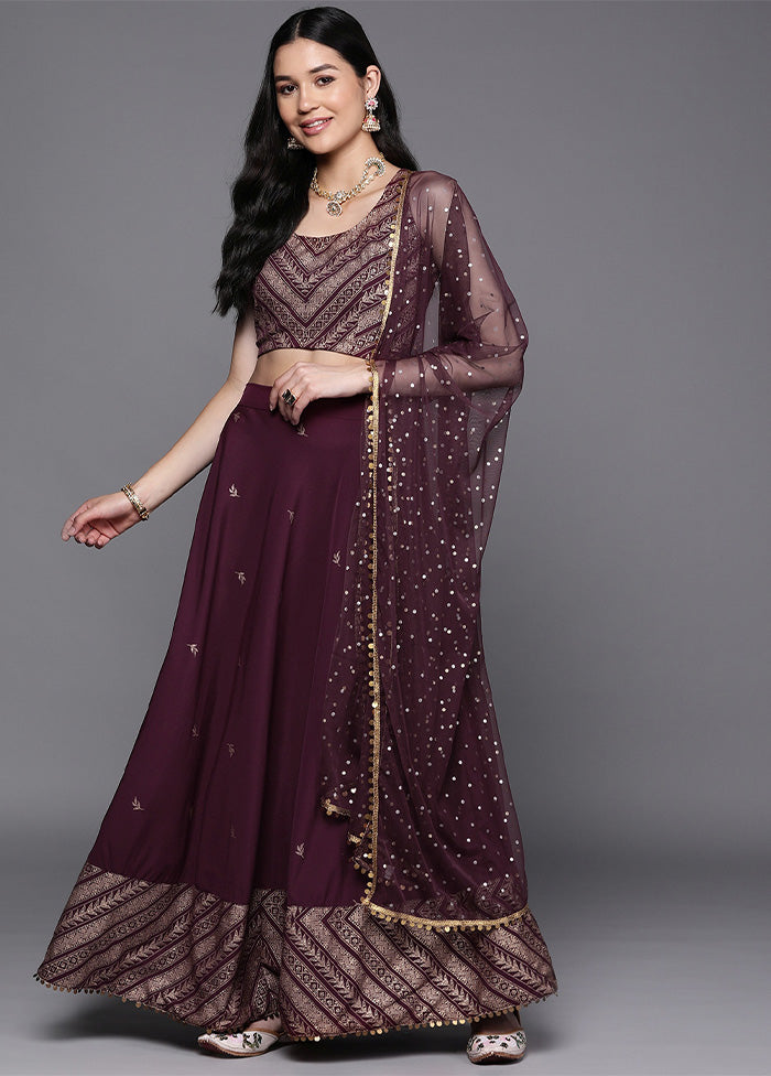 Wine Silk Readymade Lehenga With Dupatta Outlet Locations Sale Online