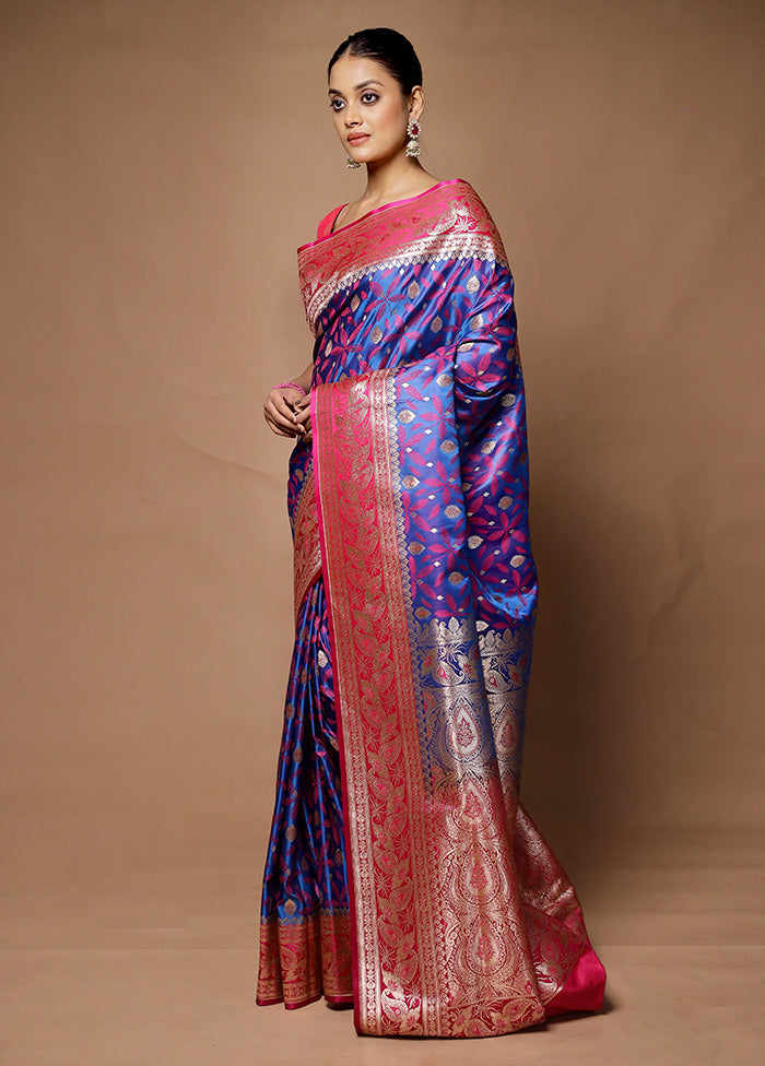 Blue Tanchoi Silk Saree With Blouse Piece Cheap Explore