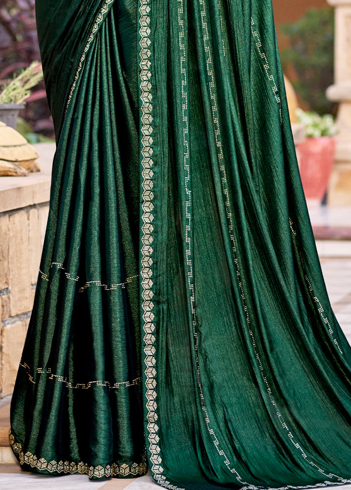 Green Chiffon Silk Saree With Blouse Piece Discount Fashionable