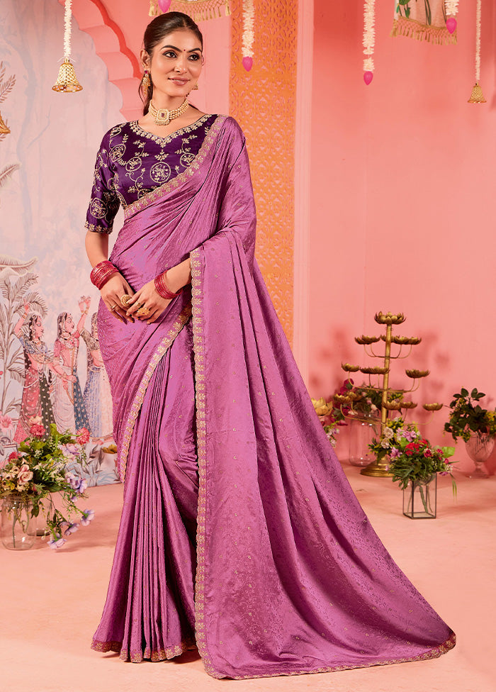 Pink Satin Silk Saree With Blouse Piece 2025 New Cheap Pice