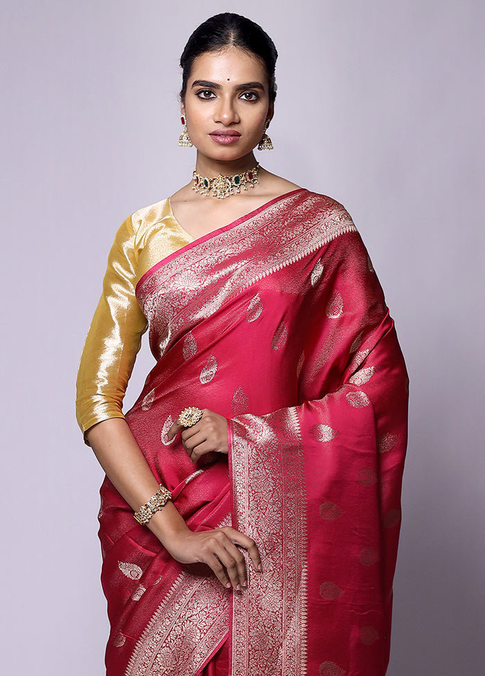 Red Dupion Silk Saree With Blouse Piece Sale Cheap Online