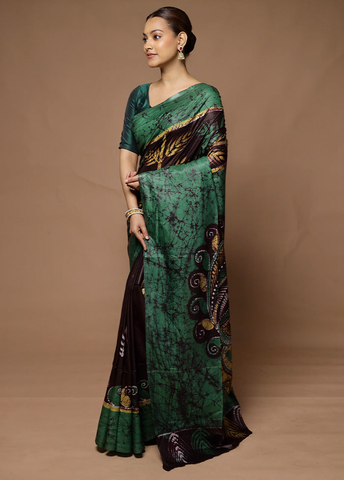 Black Printed Silk Saree Without Blouse Piece Sale Fake