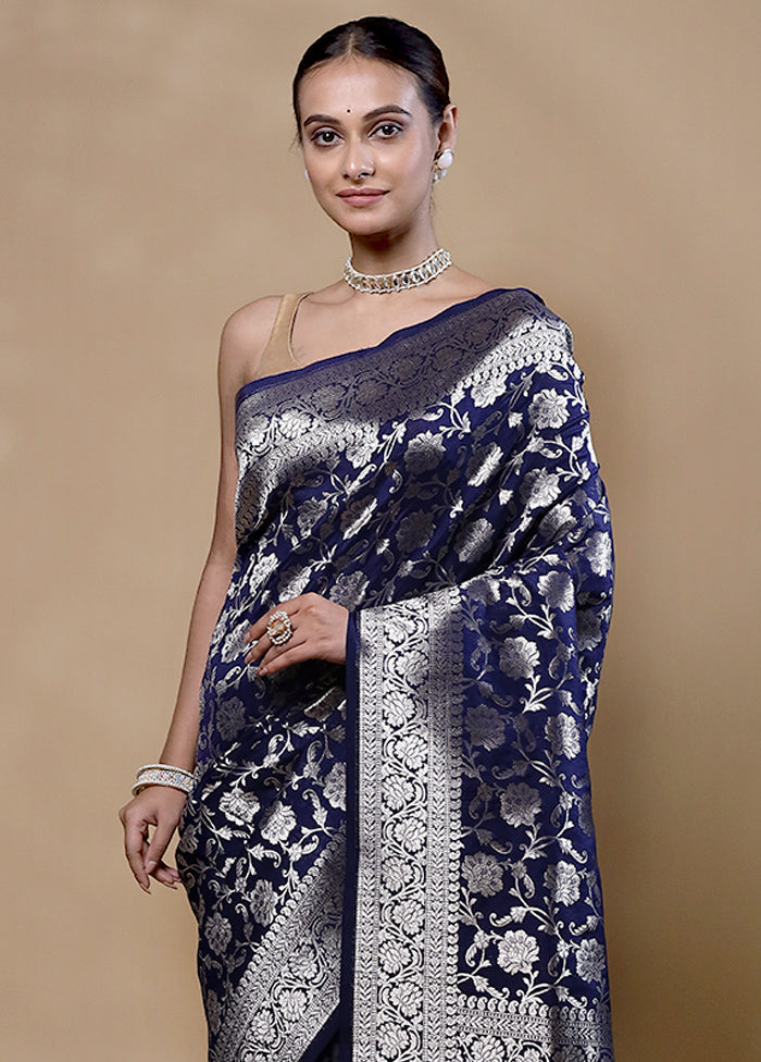 Blue Uppada Silk Saree With Blouse Piece Get To Buy Cheap Online