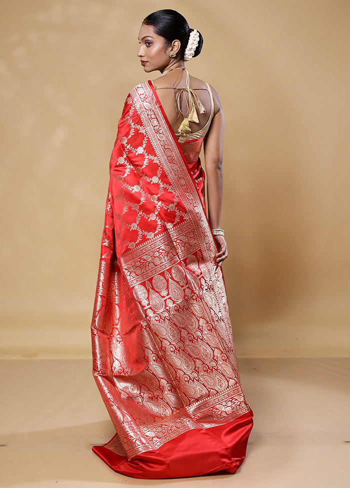 Red Handloom Banarasi Pure Silk Saree With Blouse Piece From China For Sale