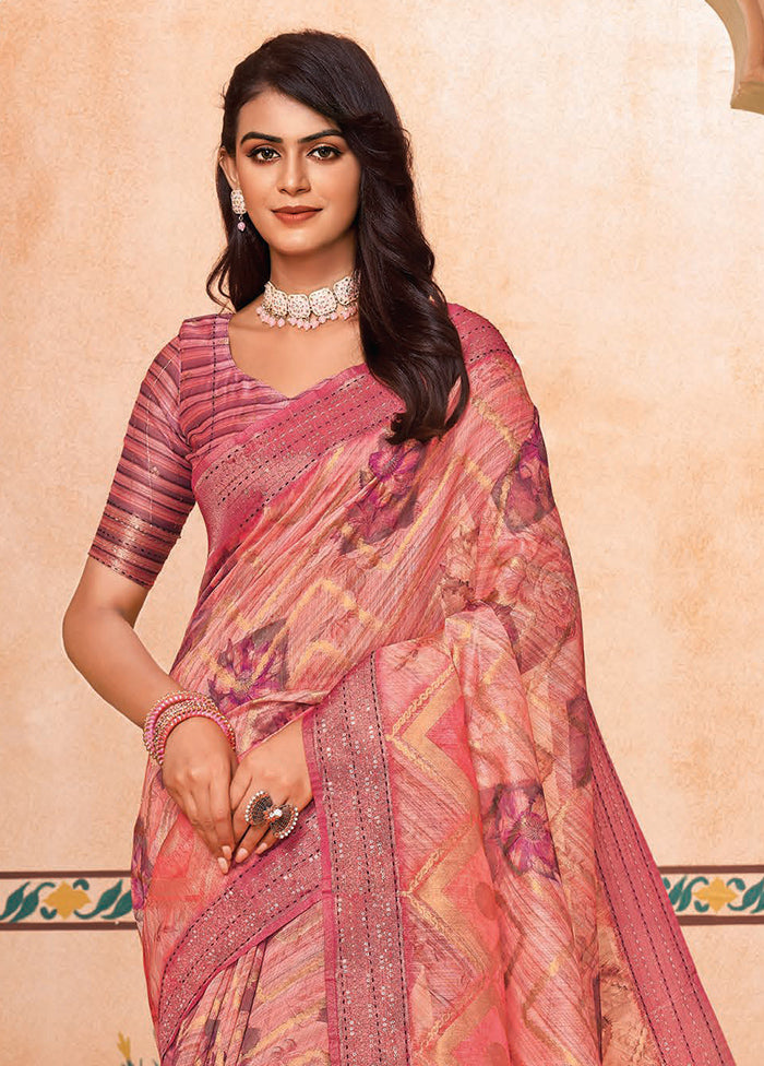 Peach Spun Silk Saree With Blouse Piece Best Seller