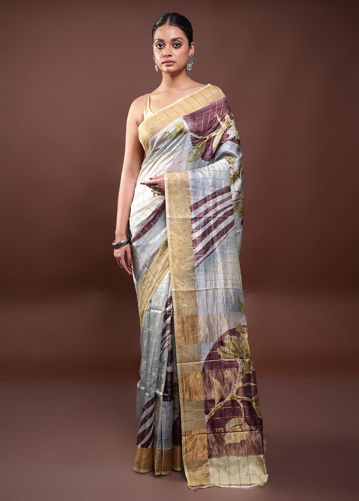 Multicolor Handloom Tussar Pure Silk Saree With Blouse Piece Extremely Cheap Pice