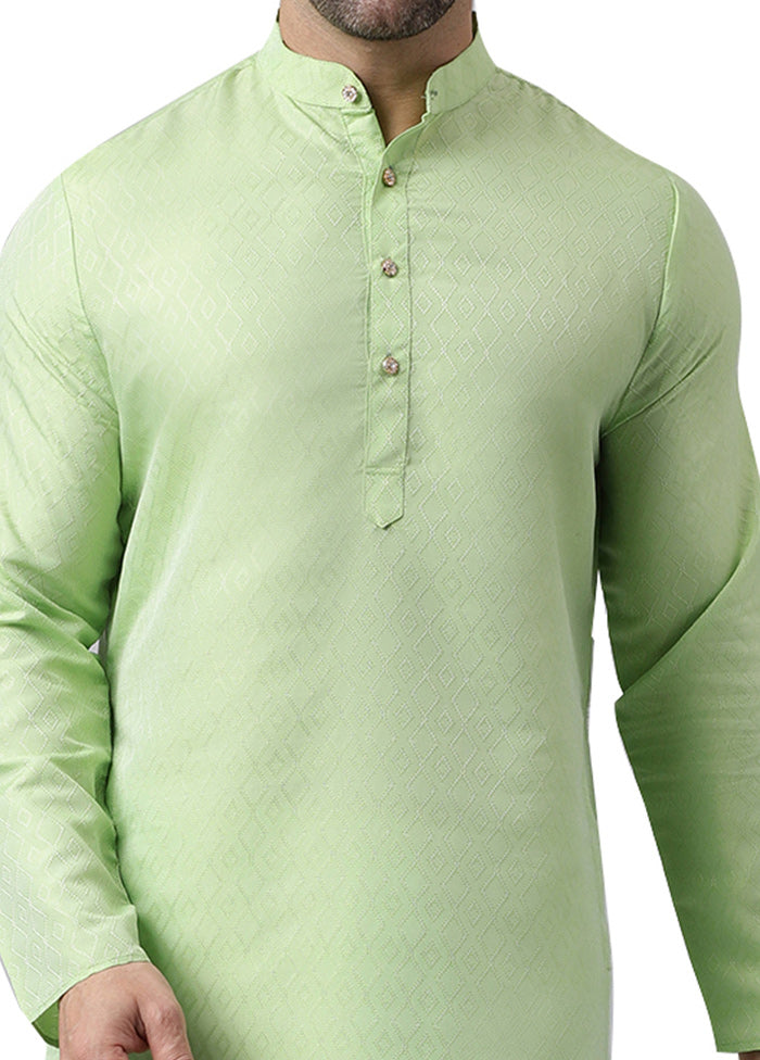 Pista Green Silk Jacquard Kurta Pictures Cheap Pice