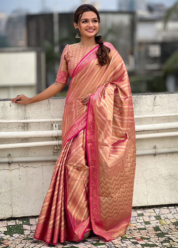 Pink Spun Silk Saree With Blouse Piece Latest Cheap Online