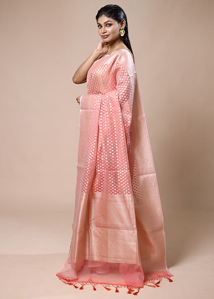 Pink Kora Silk Saree With Blouse Piece Comfortable Cheap Online