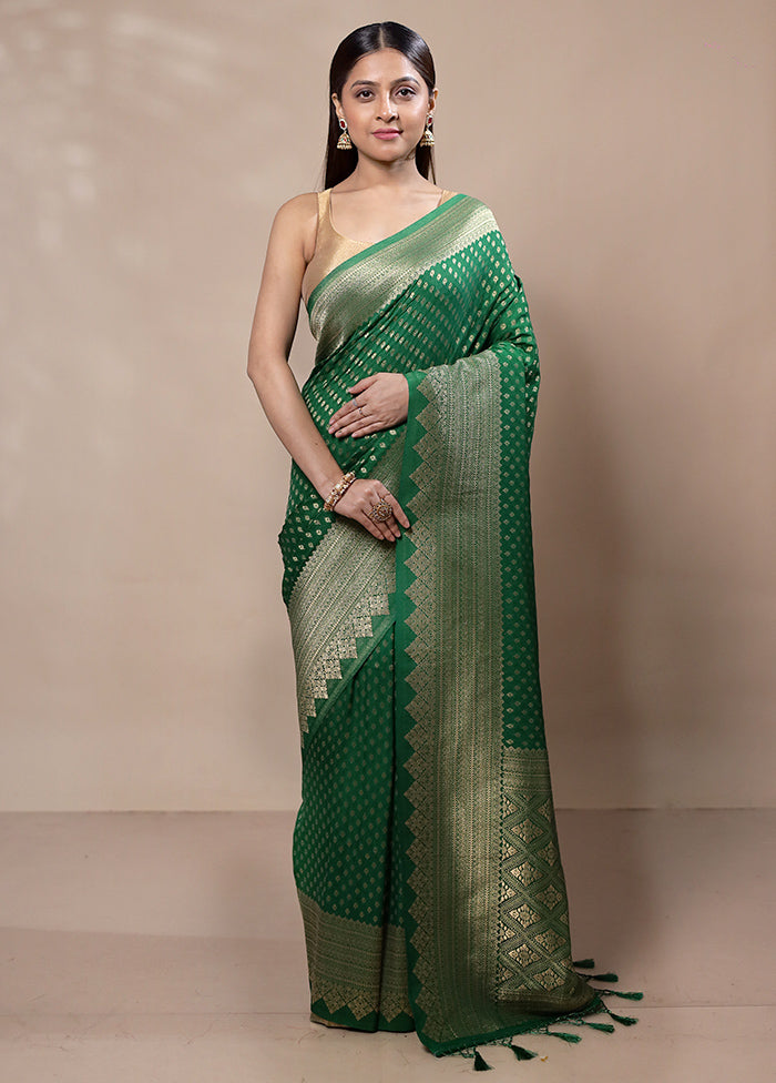 Green Dupion Silk Saree With Blouse Piece Outlet Supply