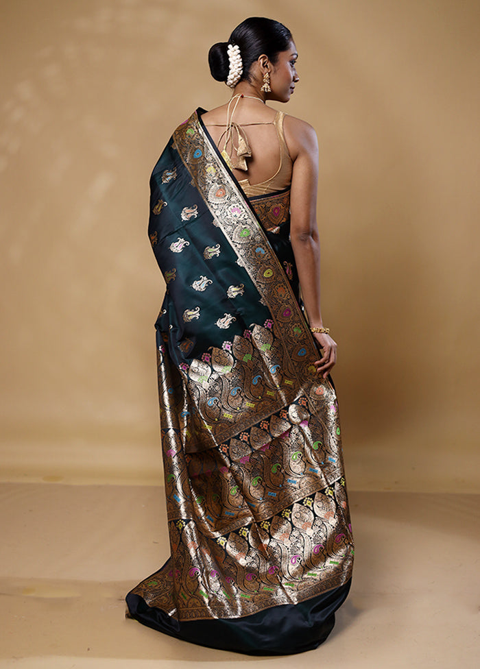 Black Banarasi Silk Saree With Blouse Piece Quality Free Shipping Outlet