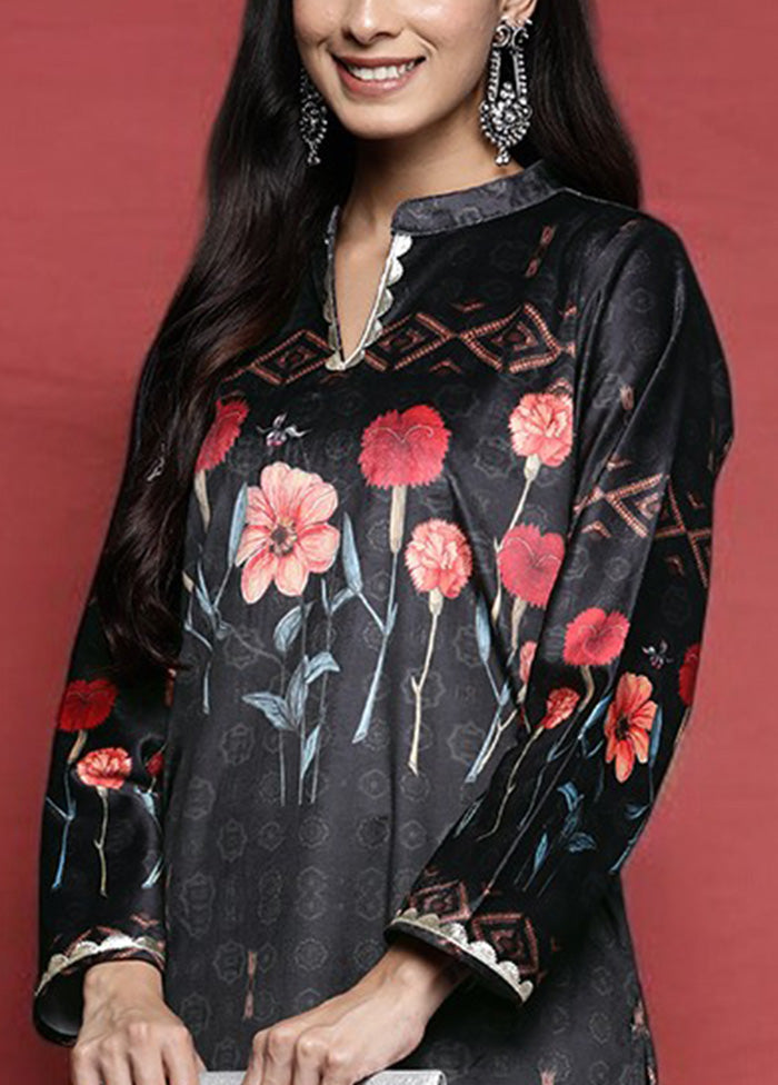 Black Readymade Velvet Kurti Pay With Visa