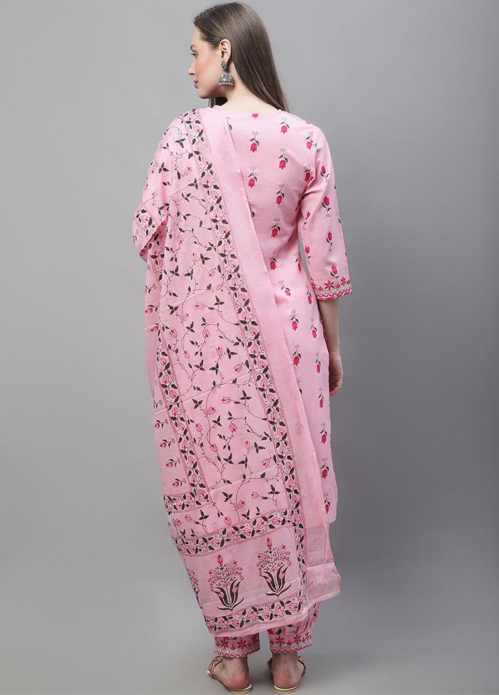 3 Pc Pink Readymade Cotton Suit Set Sale 100% Original