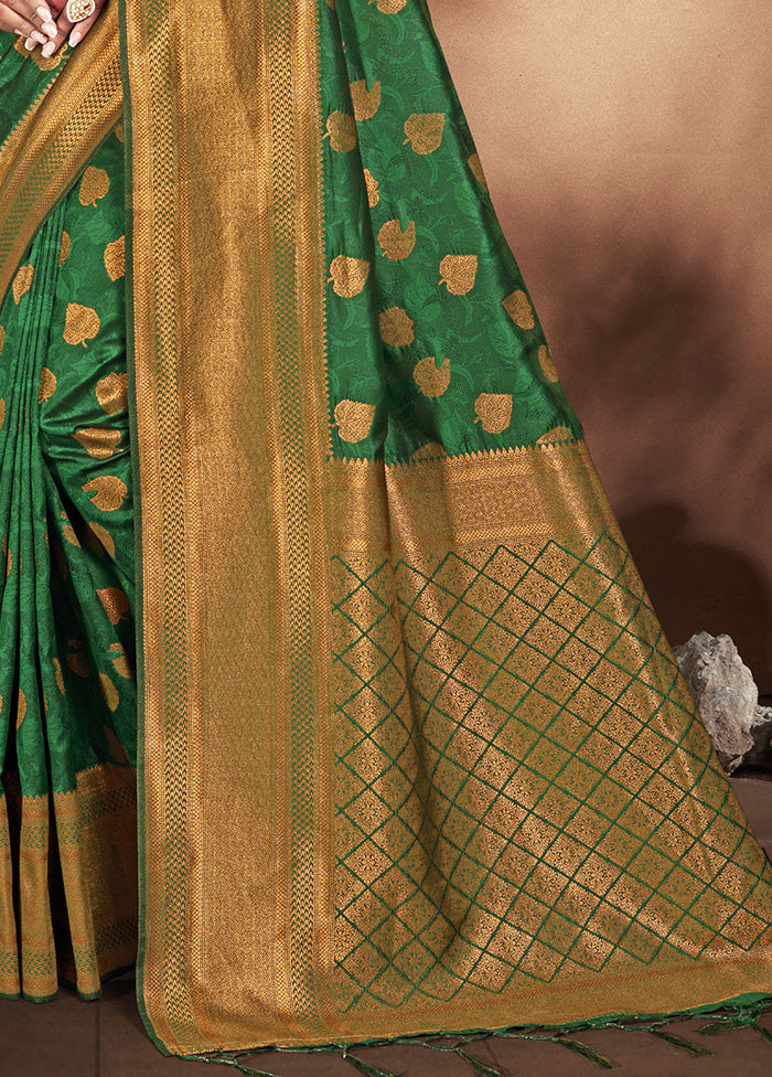 Green Spun Silk Saree With Blouse Piece Cheap Sale Pick A Best