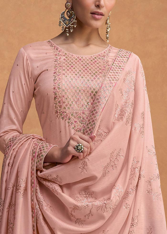 3 Pc Peach Semi Stitched Silk Suit Set Clearance Tumblr