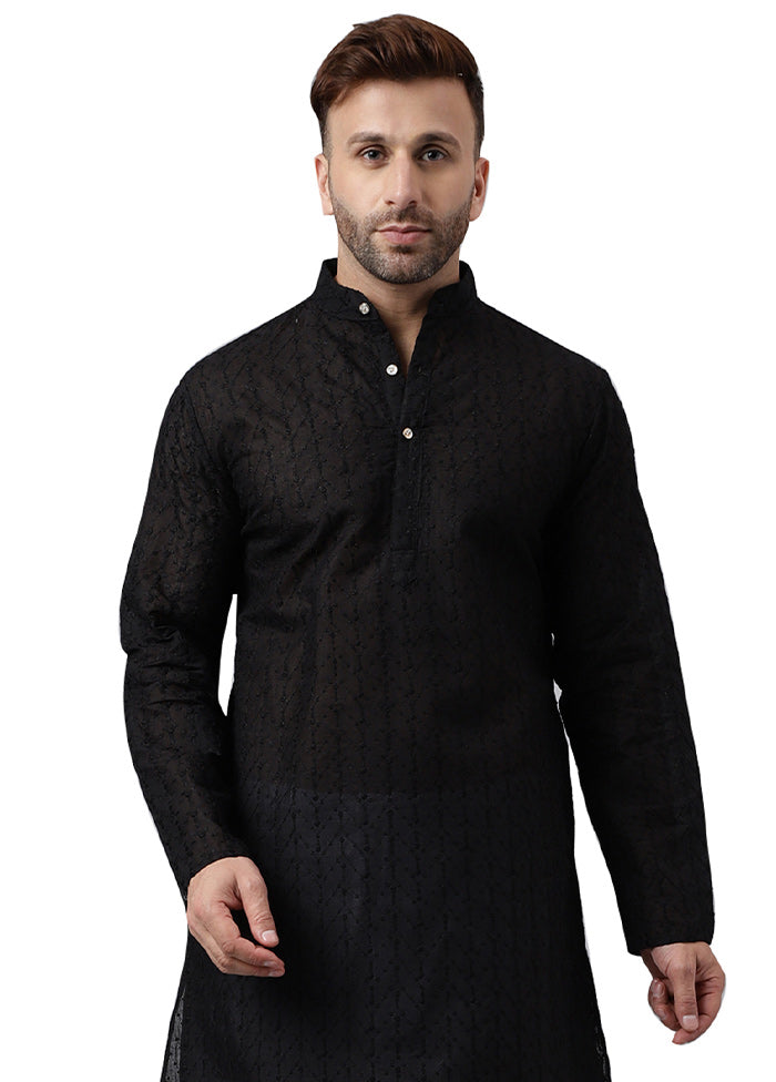 Black Silk Embroidered Kurta Wide Range Of Online