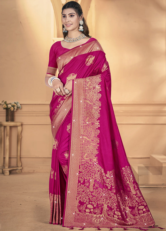 Pink Spun Silk Saree With Blouse Piece Release Dates Cheap Online