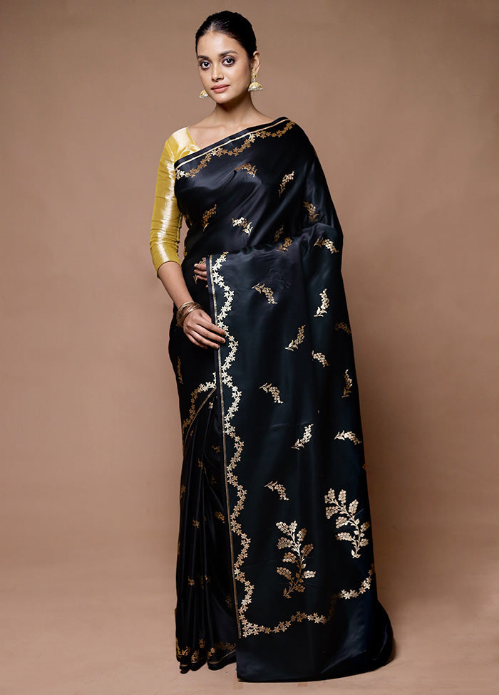 Black Banarasi Silk Saree With Blouse Piece Cheap Sale Lowest Pice