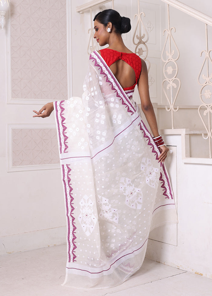 Off White Pure Cotton Texture Saree Without Blouse Piece Cheap Affordable