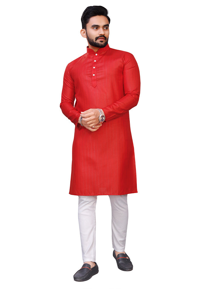 Red Pure Cotton Kurta And Pajama Set Cheap Sale Shop For