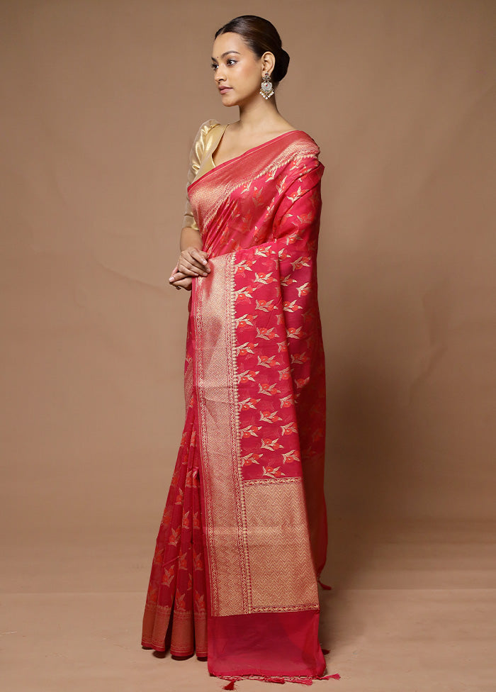 Pink Kora Silk Saree With Blouse Piece Best Store To Get Cheap Online