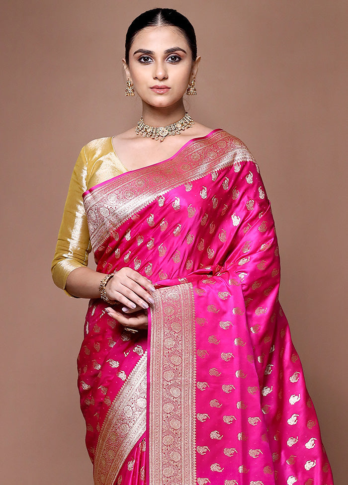 Pink Banarasi Silk Saree With Blouse Piece Cheapest Cheap Online