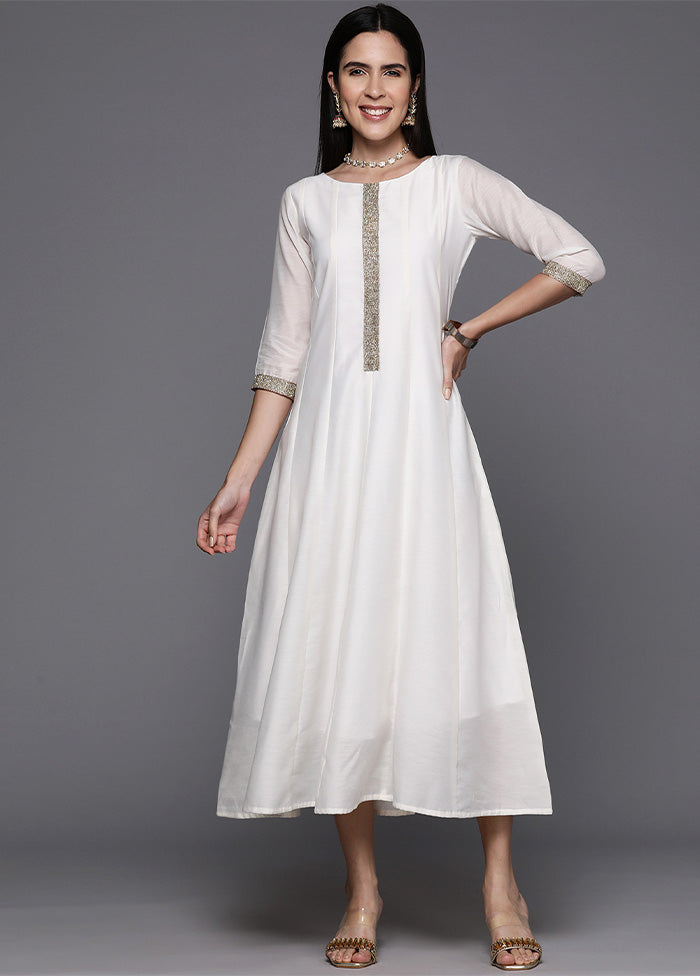 Off White Readymade Polyester Indian Dress Official Site For Sale