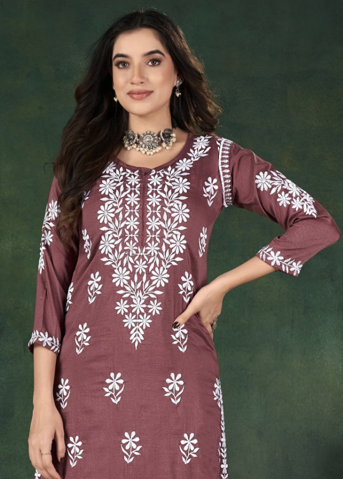 2 Pc Mauve Readymade Silk Kurti Set Free Shipping Finishline