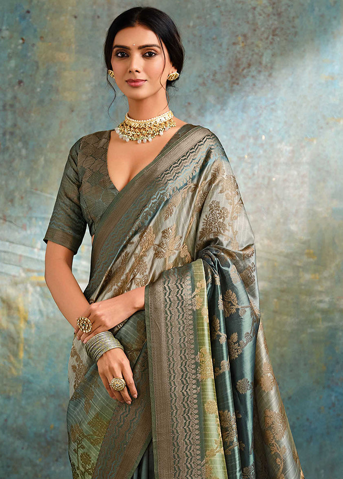 Grey Spun Silk Saree With Blouse Piece Pick A Best For Sale