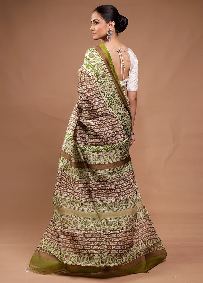 Green Printed Pure Silk Saree Without Blouse Piece Sale Release Dates