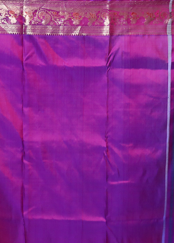 Purple Handloom Baluchari Pure Silk Saree With Blouse Piece Cheap Best Pices