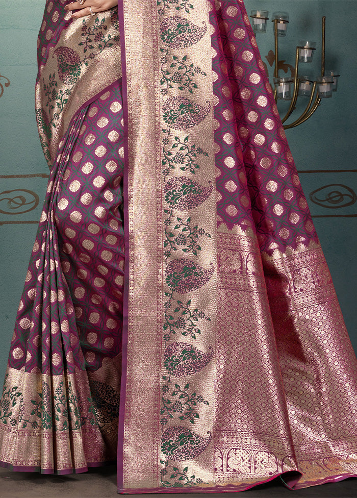 Purple Spun Silk Saree With Blouse Piece Perfect Cheap Online