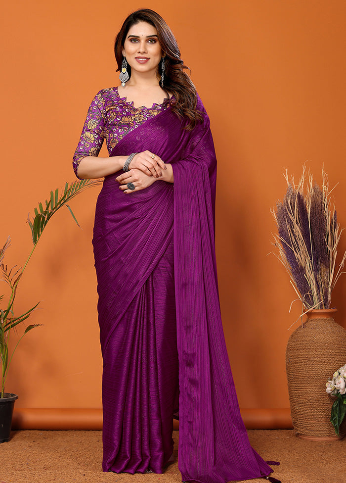 Magenta Spun Silk Saree With Blouse Piece Tumblr Cheap Online