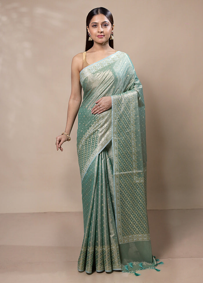 Green Tissue Silk Saree With Blouse Piece Free Shipping Best Pices