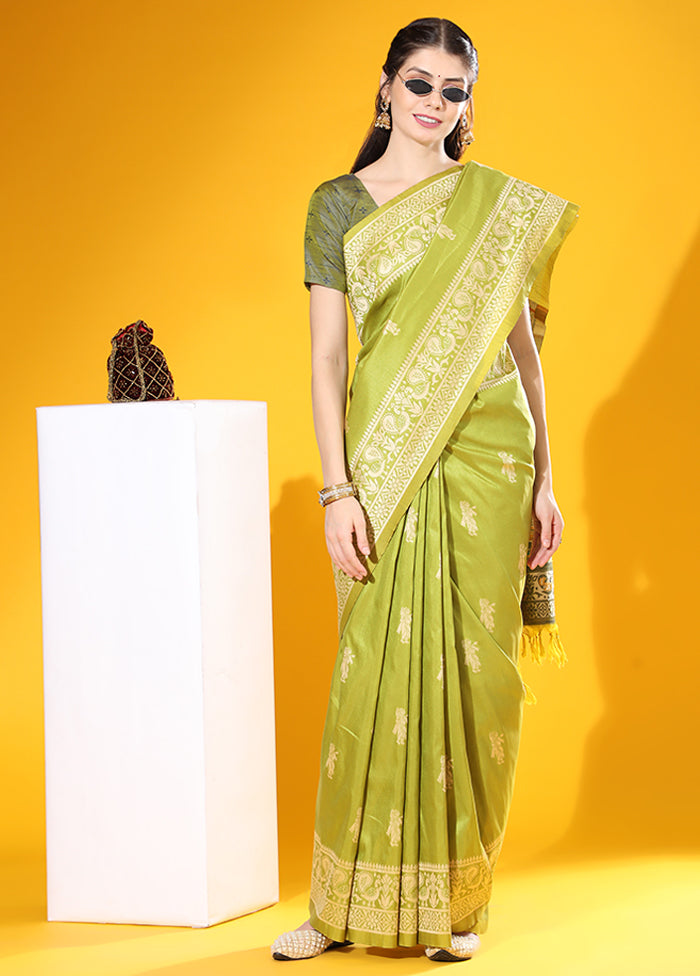 Mehendi Spun Silk Saree With Blouse Piece Buy Cheap Release Dates