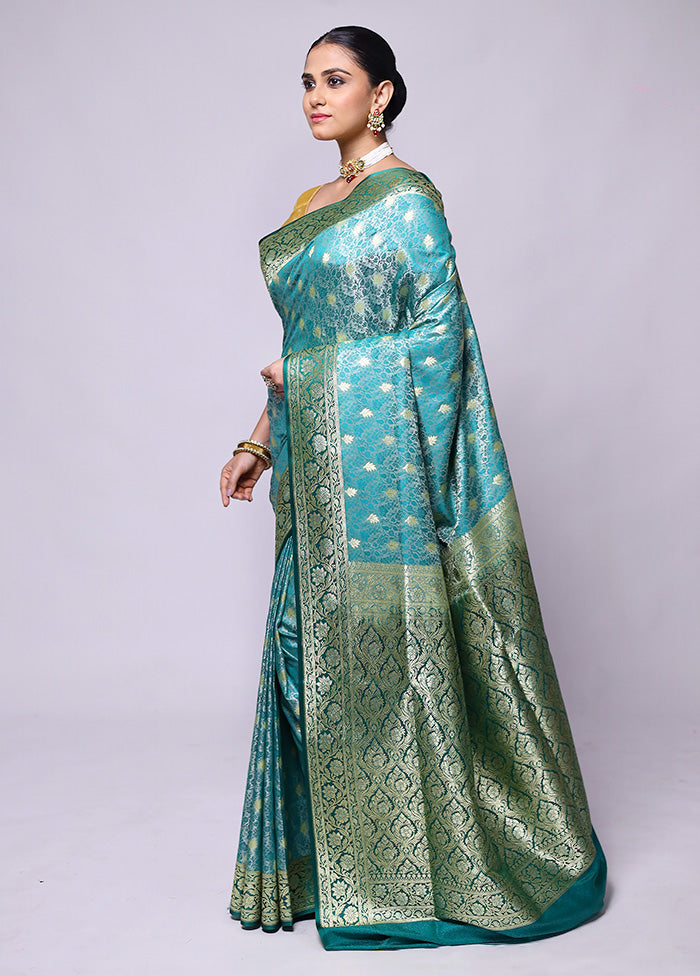 Blue Tanchoi Silk Saree With Blouse Piece With Mastercard Cheap Pice