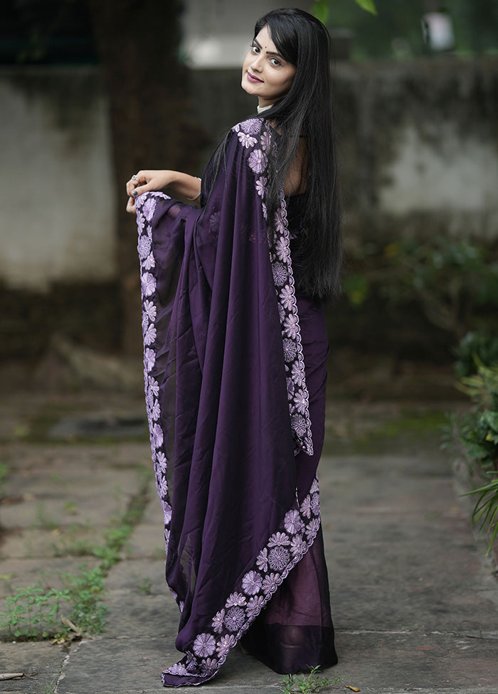 Lavender Spun Silk Saree With Blouse Piece Clearance In China