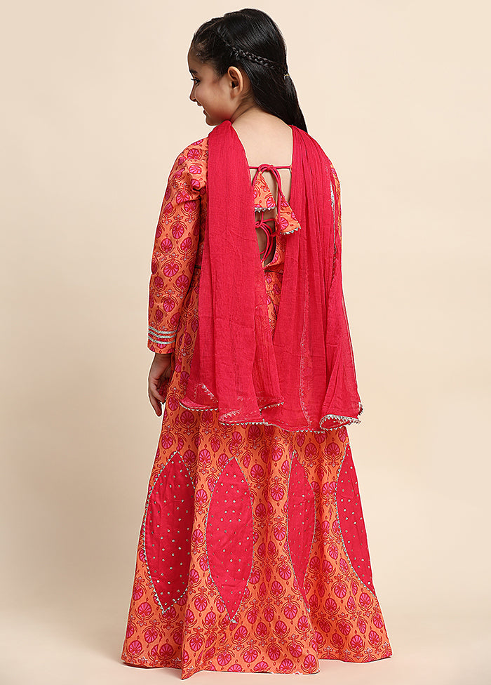 Orange Cotton Full Sleeves Round Neckshape Lehenga Limited Edition