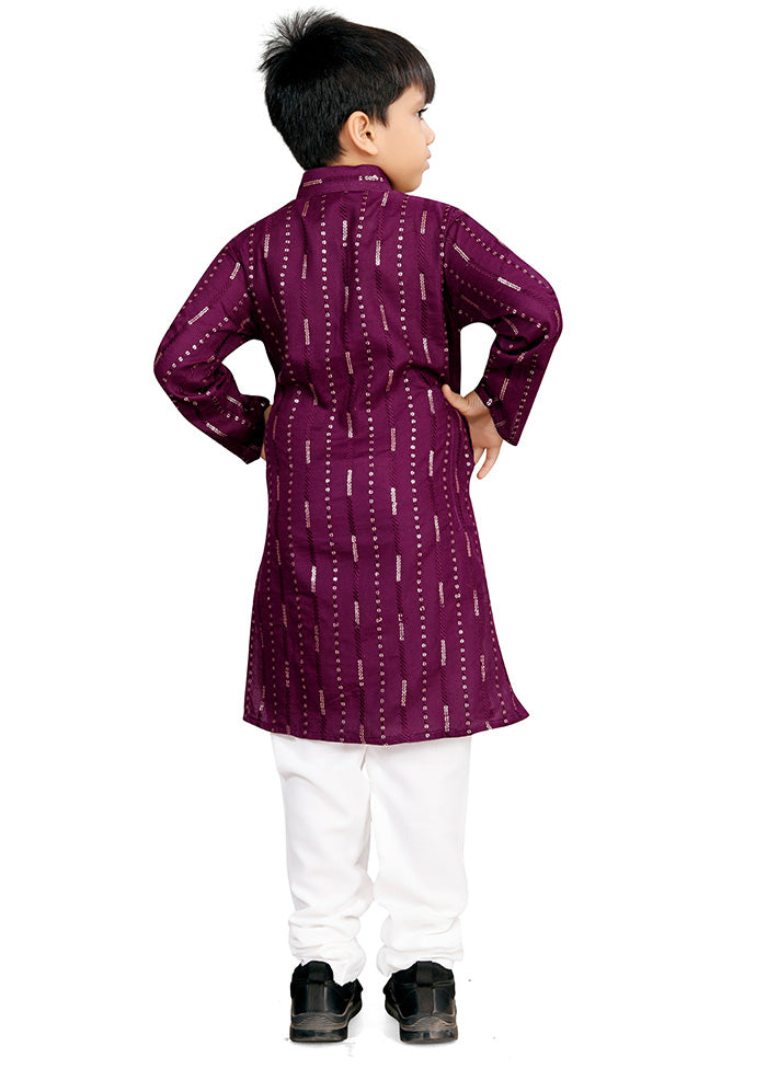 Purple Cotton Silk Kurta Pajama Set Countdown Package Cheap Online