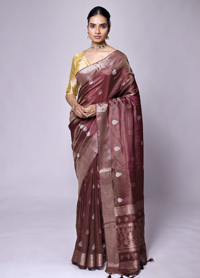 Maroon Dupion Silk Saree With Blouse Piece Cost For Sale