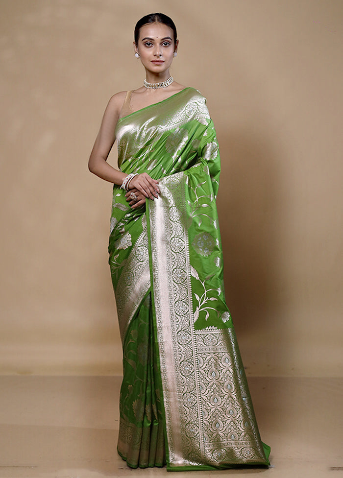 Green Dupion Silk Saree With Blouse Piece Buy Cheap Clearance Store