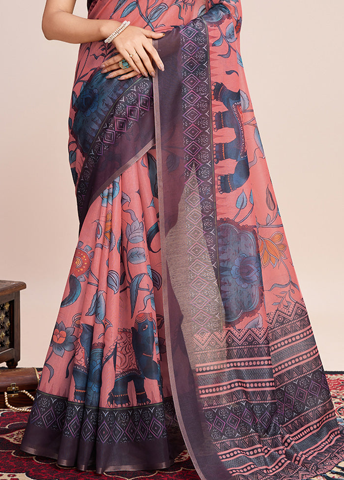 Multicolor Linen Silk Saree With Blouse Piece Reliable Sale Online