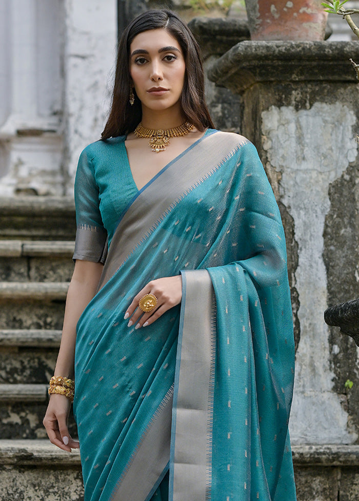 Rama Tussar Silk Saree With Blouse Piece Clearance Sast