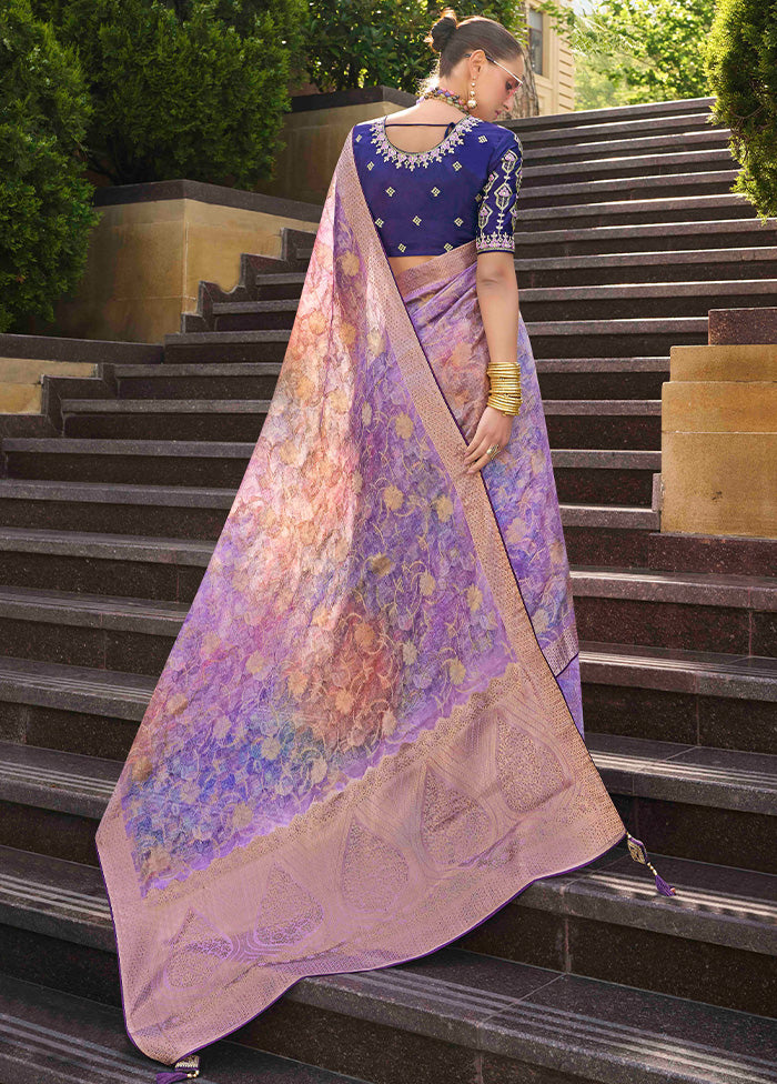 Lavender Spun Silk Saree With Blouse Piece Discount Nicekicks