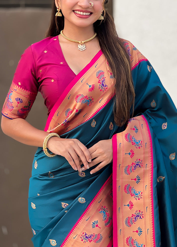 Blue Spun Silk Saree With Blouse Piece Manchester