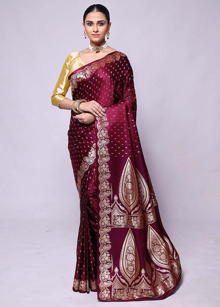 Purple Banarasi Silk Saree With Blouse Piece Outlet Visit